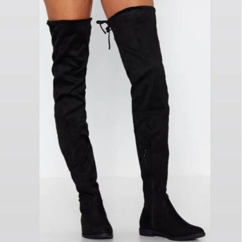 Enzo Angiolini Womens Black Faux Suede Meloren Over The Knee Boots 5.5 M
